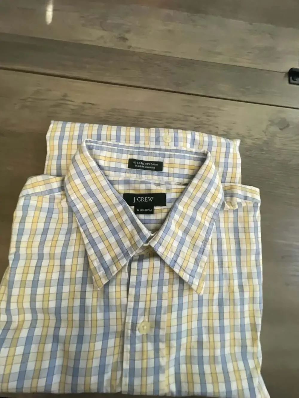 #A224 j.Crew Yellow And Light Blue Gingham Check Dress Shirt M 15-15.5